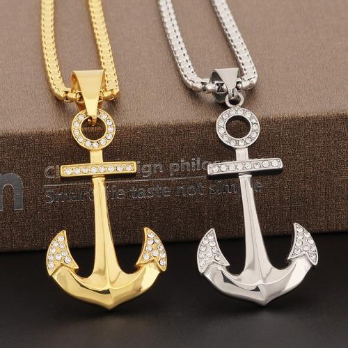 Stainless Steel Pendants 304 Stainless Steel Vacuum Ion Plating  & for man & with rhinestone Sold By PC