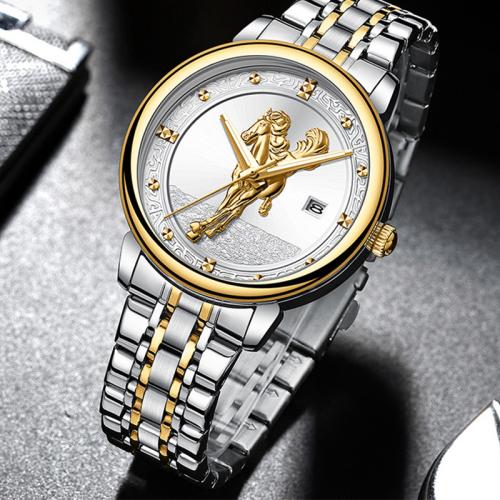 Tibetan Style Watch Bracelet, with Glass & 304 Stainless Steel, Round, plated, Life water resistant & Chinese movement & with single calendar & for man & luminated, more colors for choice, Dial diameter 42mm, Length:Approx 20-26 cm, Sold By PC