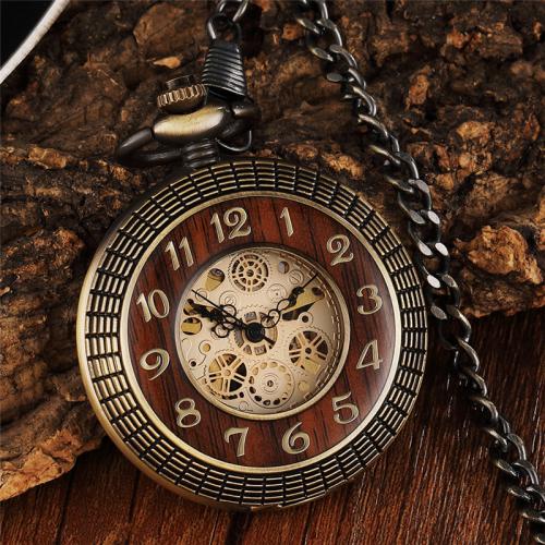 Zinklegierung Taschenuhr, mit Glas, rund, plattiert, verschiedene Stile für Wahl & für den Menschen & hohl, watchcase size 47x47x15mm, Länge:ca. 37.5 cm, verkauft von PC