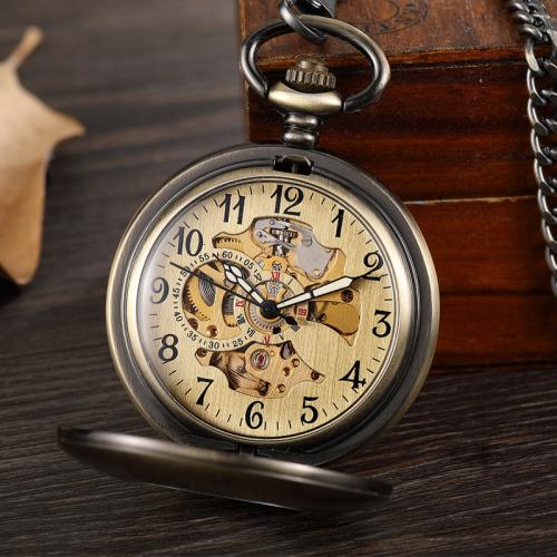 Tibetan Style Pocket Watch, with Glass, Round, plated, vintage & Unisex & stem-winder & different styles for choice, watchcase size 45mm, Length:Approx 37.5 cm, Sold By PC