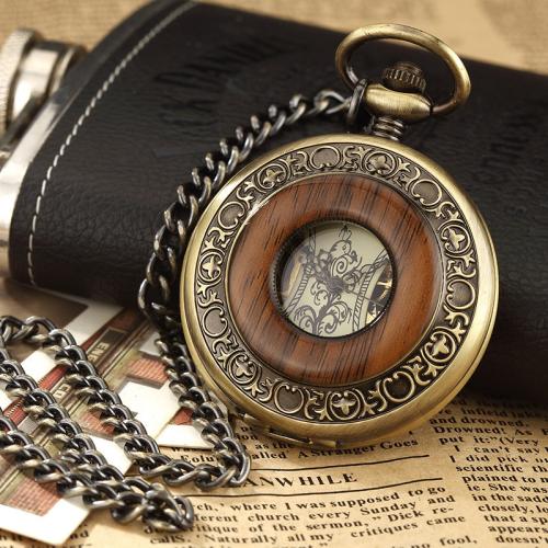 Tibetan Style Pocket Watch, with Glass, Round, plated, vintage & Unisex & stem-winder & different styles for choice, watchcase size 45mm, Length:Approx 37.5 cm, Sold By PC