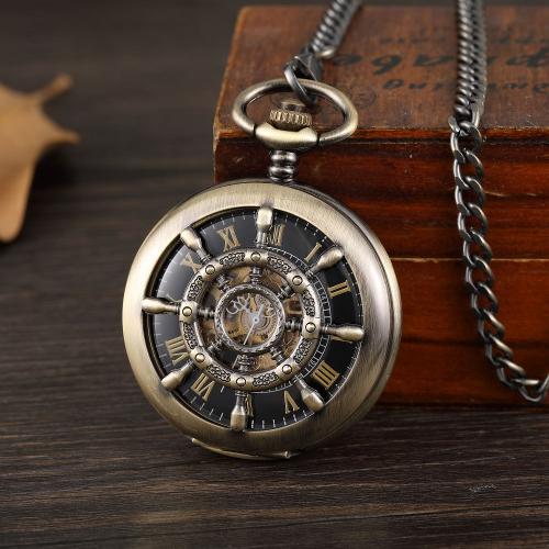 Tibetan Style Pocket Watch, with Plastic, Round, plated, vintage & Unisex & stem-winder & different styles for choice, watchcase size 45x15mm, Length:Approx 37.5 cm, Sold By PC