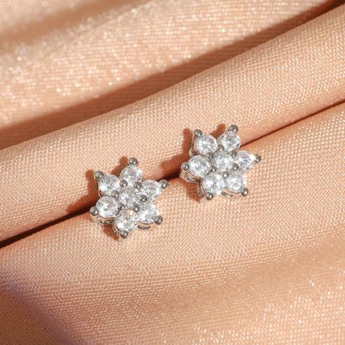 Cubic Zirconia Micro Pave Brass Earring, fashion jewelry & micro pave cubic zirconia & for woman, more colors for choice, 7x7mm, Sold By Pair