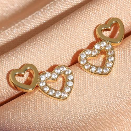 Cubic Zirconia Micro Pave Brass Earring, fashion jewelry & micro pave cubic zirconia & for woman, more colors for choice, 7x13mm, Sold By Pair