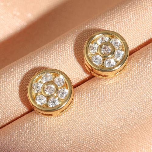 Boucles d'oreilles en laiton zircon cubique pavent, bijoux de mode & pavé de micro zircon & pour femme, plus de couleurs à choisir, 7x7mm, Vendu par paire