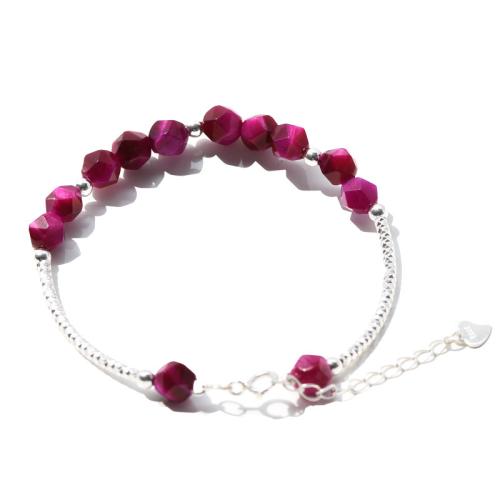 Pulseras de Plata Estelina, Plata de ley 925, con Ojo de tigre, con 2cm extender cadena, Joyería & para mujer, longitud:aproximado 16 cm, Vendido por UD