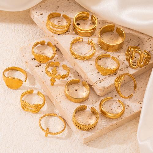 Stainless Steel Finger Ring, 304 Stainless Steel, fashion jewelry & different styles for choice & for woman, golden, Sold By PC