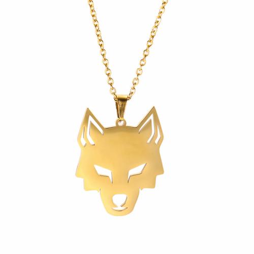 304 Stainless Steel Sweater Necklace, Wolf, Vacuum Ion Plating, fashion jewelry & Unisex, more colors for choice, 22x29mm, Length:Approx 52 cm, Sold By PC