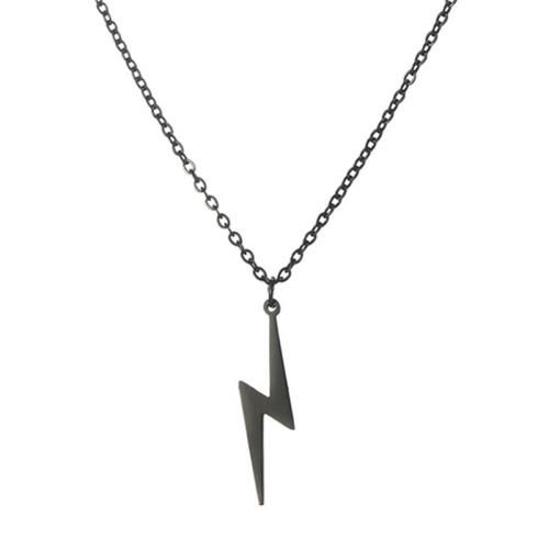 304 Stainless Steel Necklace, with 5cm extender chain, Lightning Symbol, Vacuum Ion Plating, fashion jewelry & for woman, more colors for choice, 6x25mm, Length:Approx 45 cm, Sold By PC