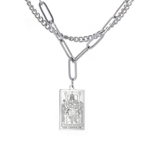 304 acciaio inox collana, with 5cm extender chain, Rettangolo, gioielli di moda & diversi modelli per la scelta & per la donna, nessuno, 12.50x22.30mm, Lunghezza Appross. 40 cm, Venduto da PC