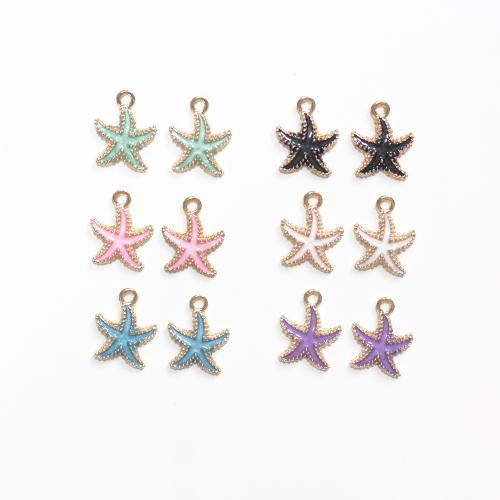 Tibetan Style Enamel Pendants, Starfish, gold color plated, DIY, more colors for choice, 100PCs/Bag, Sold By Bag