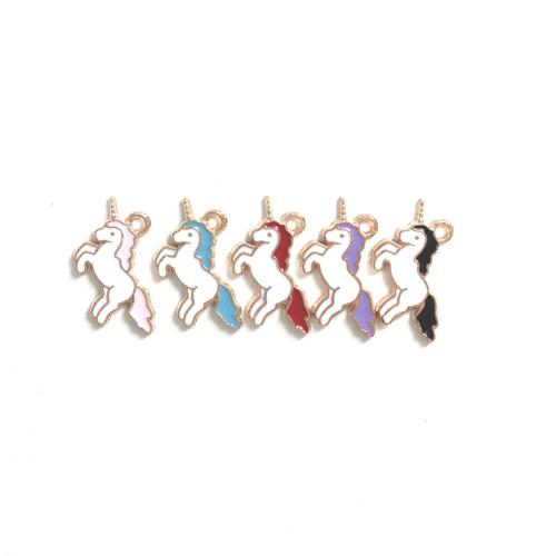 Zinc Alloy émail Pendants, alliage de zinc, Licorne, Placage de couleur d'or, DIY, plus de couleurs à choisir, 100PC/sac, Vendu par sac