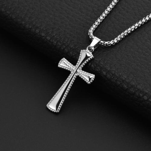 Stainless Steel Jewelry Necklace, 304 Stainless Steel, Cross, plated, for man, more colors for choice, Length:50 cm, Sold By PC