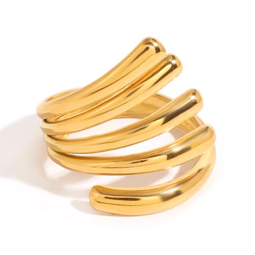 Stainless Steel Finger Ring, 304 Stainless Steel, gold color plated, fashion jewelry, golden, Sold By PC