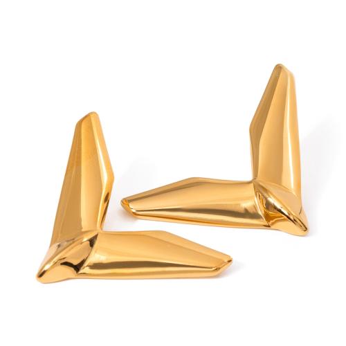 Stainless Steel Stud Earrings, 304 Stainless Steel, gold color plated, fashion jewelry, golden, Sold By Pair