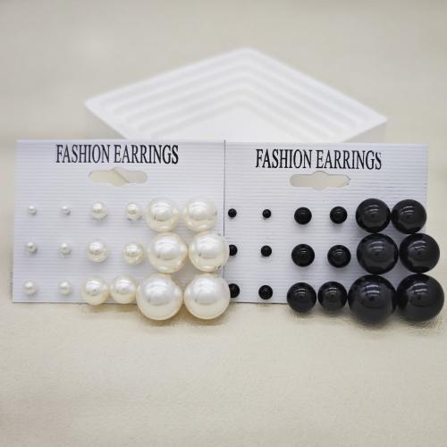 Earring Jewelry, Plastic Pearl, fashion jewelry, more colors for choice, 9Pairs/Set, Sold By Set