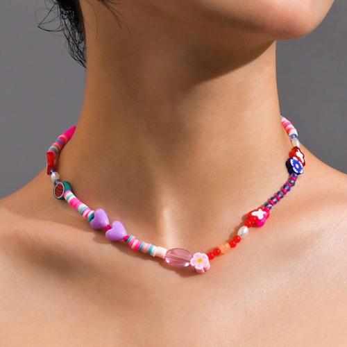 Arcilla polimero collar, con Acrílico, con 7cm extender cadena, Joyería, multicolor, longitud:36 cm, Vendido por UD