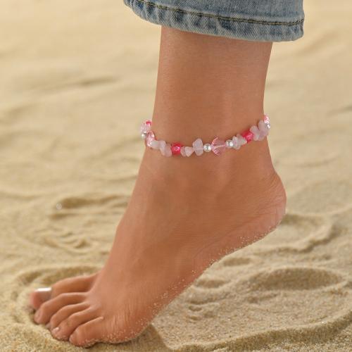 Fashion Jewelry Anklet Gemstone with Plastic Pearl & Acrylic mixed colors Sold By PC