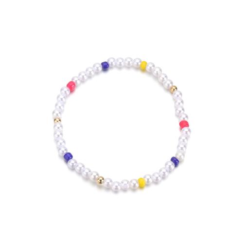 Fashion Jewelry Anklet, perle de plastique, avec Seedbead, bijoux de mode, couleurs mélangées, Vendu par PC