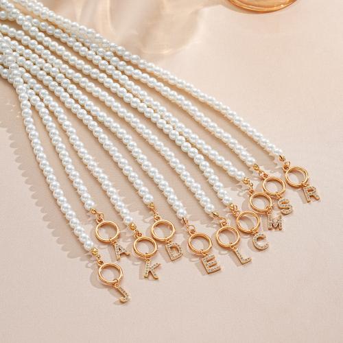 Collier de bijoux en alliage de zinc, avec perle de plastique, bijoux de mode & pour femme & avec strass, Or, Vendu par PC