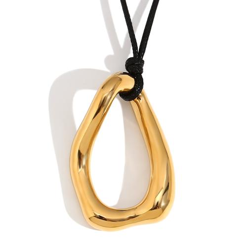 Stainless Steel Jewelry Necklace, 304 Stainless Steel, with Polyester Cord, Vacuum Ion Plating, for woman, gold, Sold By PC