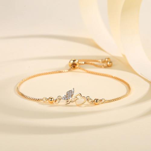 Bracelet cubique en laiton zircon pavent, Placage, pavé de micro zircon & pour femme, Or, Vendu par PC