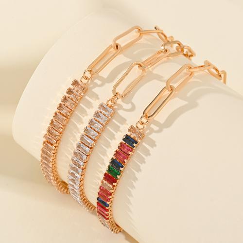 Bracelet cubique en laiton zircon pavent, Placage, pavé de micro zircon & pour femme, plus de couleurs à choisir, Vendu par PC