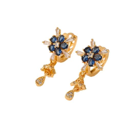 Boucles d'oreilles en laiton zircon cubique pavent, Placage, pavé de micro zircon & pour femme, plus de couleurs à choisir, Vendu par paire