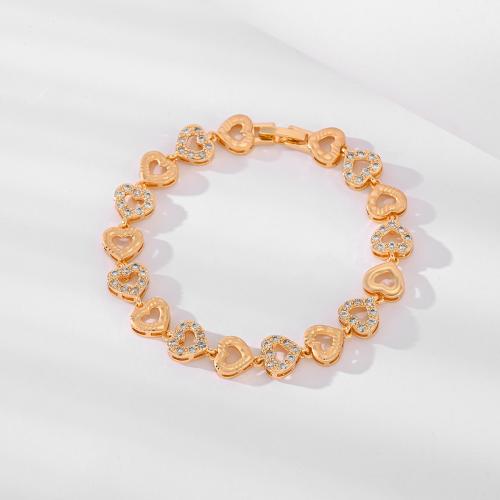 Cúbicos Circonia pulsera Latón Micro pavimenta, metal, chapado, diferentes estilos para la opción & micro arcilla de zirconia cúbica & para mujer, dorado, Vendido por UD