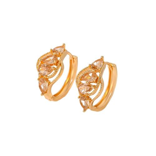 Boucles d'oreilles en laiton zircon cubique pavent, Placage, pavé de micro zircon & pour femme, plus de couleurs à choisir, Vendu par paire