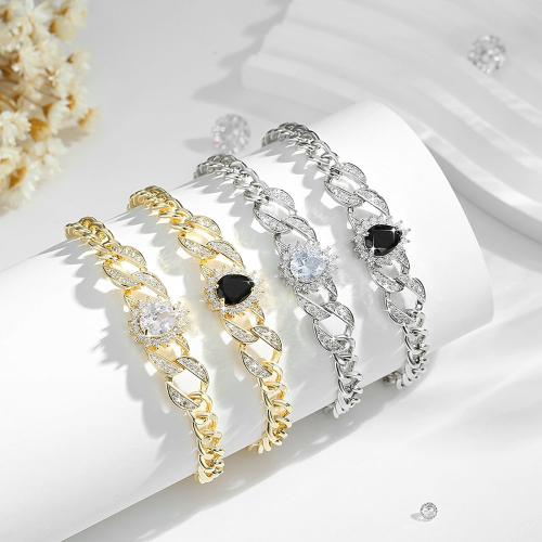 Cubic Zirconia Micro Pave Brass Bracelet, plated, micro pave cubic zirconia & for woman, more colors for choice, Sold By PC