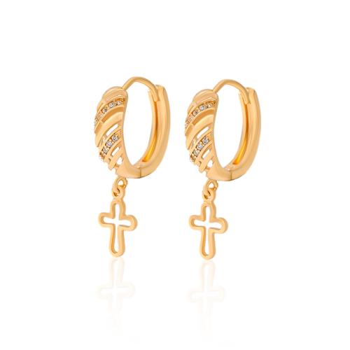 Boucles d'oreilles en laiton zircon cubique pavent, Placage, styles différents pour le choix & pavé de micro zircon & pour femme, Or, Vendu par paire