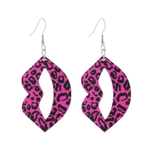 Zinc Alloy Drop Earrings with Wood printing & for woman Sold By Pair