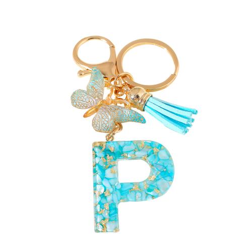 Zinc Alloy Key Clasp with Resin epoxy gel letters are from A to Z & multifunctional golden Product package size Sold By PC