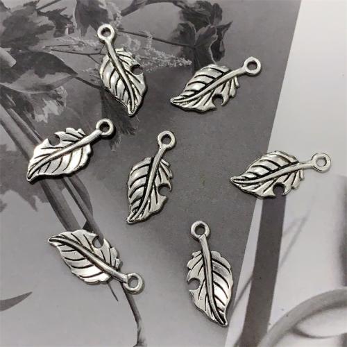 Cink Alloy Leaf Privjesci, List, starinski srebrne boje pozlaćen, možete DIY, 10x24mm, 100računala/Torba, Prodano By Torba