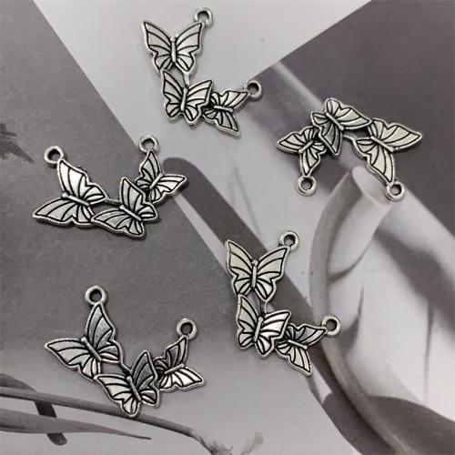 Tibetan Style Animal Pendants, Butterfly, antique silver color plated, DIY, 26x17mm, 100PCs/Bag, Sold By Bag