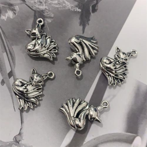 Tibetan Style Animal Pendants, Fox, antique silver color plated, DIY, 15x20mm, 100PCs/Bag, Sold By Bag