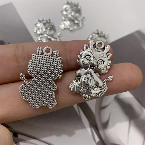 Tibetan Style Animal Pendants, Dragon, antique silver color plated, DIY, 18x28mm, 100PCs/Bag, Sold By Bag