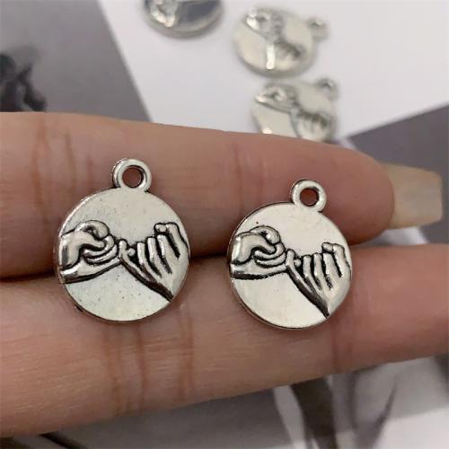 Tibetan Style Pendants, Round, antique silver color plated, DIY, 14x17mm, 100PCs/Bag, Sold By Bag