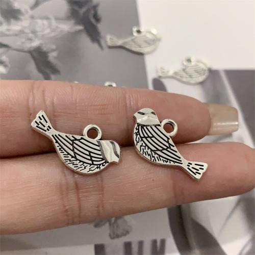 Zinc Alloy Animal Pendler, Bird, antik sølv farve forgyldt, du kan DIY, 21x11mm, 100pc'er/Bag, Solgt af Bag