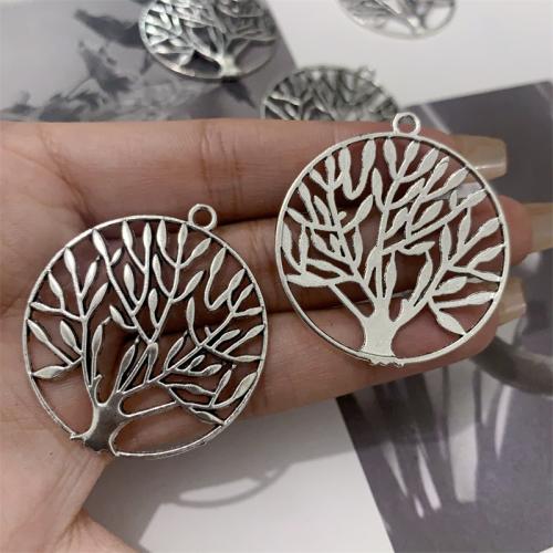 Ciondoli in lega di zinco, lega in zinco, Albero, placcato argento antico, DIY, 38x42mm, 100PC/borsa, Venduto da borsa