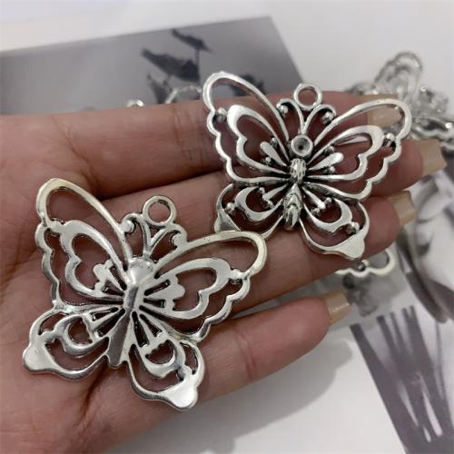 Tibetan Style Animal Pendants, Butterfly, antique silver color plated, DIY, 47x39mm, 100PCs/Bag, Sold By Bag