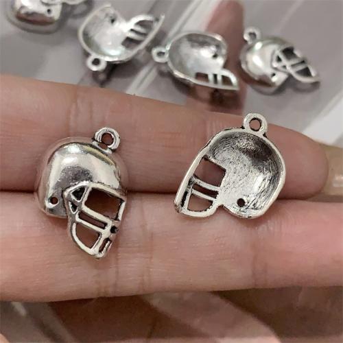 Zinc Alloy Pendler, Helmet, antik sølv farve forgyldt, du kan DIY, 15x20mm, 100pc'er/Bag, Solgt af Bag