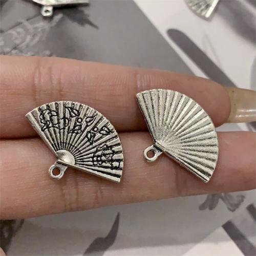 Sinc Alloy Pendants, Fan, dath airgid antique plátáilte, DIY, 24x17mm, 100ríomhairí pearsanta/Mála, Díolta De réir Mála