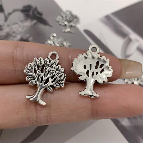 Zink-Aluminium-Anhänger, Zinklegierung, Baum des Lebens, antik silberfarben plattiert, DIY, 17x22mm, 100PCs/Tasche, verkauft von Tasche