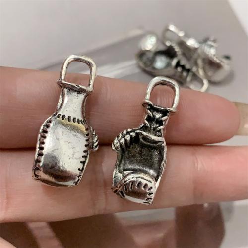 Sinc Alloy Pendants, dornálaíocht Glove, dath airgid antique plátáilte, DIY, 14x31mm, 100ríomhairí pearsanta/Mála, Díolta De réir Mála