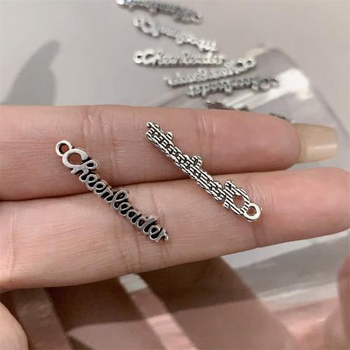 Tibetan Style Alphabet and number Pendants, Alphabet Letter, antique silver color plated, DIY, 27x5mm, 100PCs/Bag, Sold By Bag