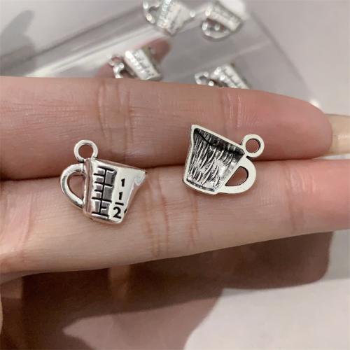 Ciondoli in lega di zinco, lega in zinco, Tazza, placcato argento antico, DIY, 15x13mm, 100PC/borsa, Venduto da borsa