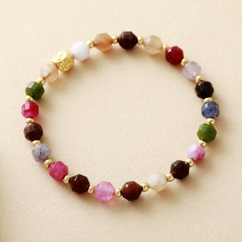 tourmaline bracelet, avec laiton, Motif géométrique, bijoux de mode & unisexe, Longueur:Environ 6-8 pouce, Vendu par PC