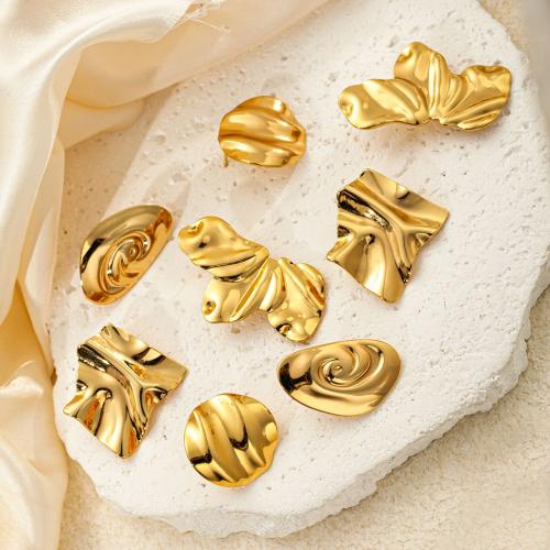 Stainless Steel Stud Earrings, 304 Stainless Steel, 18K gold plated, fashion jewelry & different styles for choice & for woman, golden, Sold By Pair